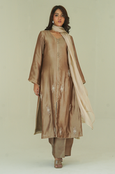 Gul E Noor - Mahi - Brown - Pure Sheesha Silk - 3 Piece